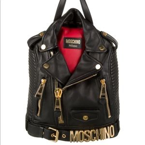 moschino leather jacket backpack